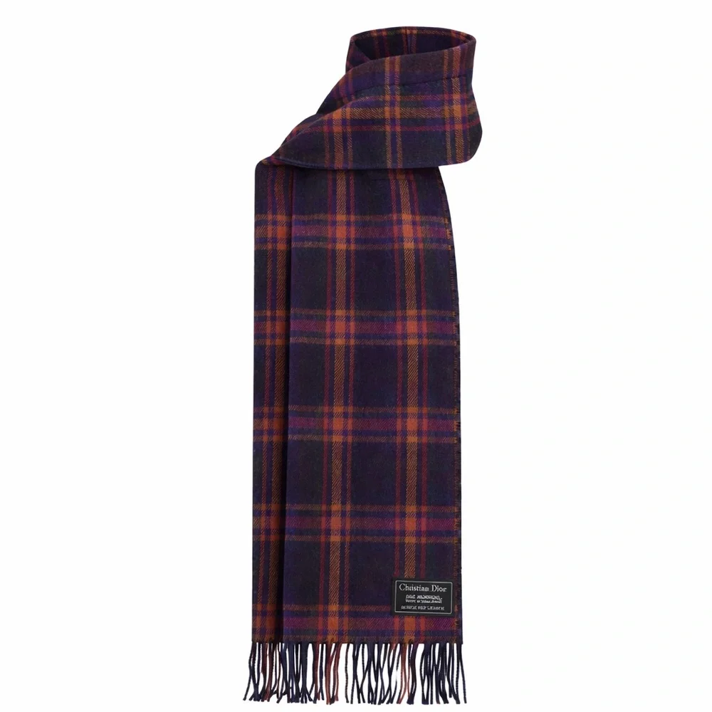 Christian Dior lambswool plaid scarf